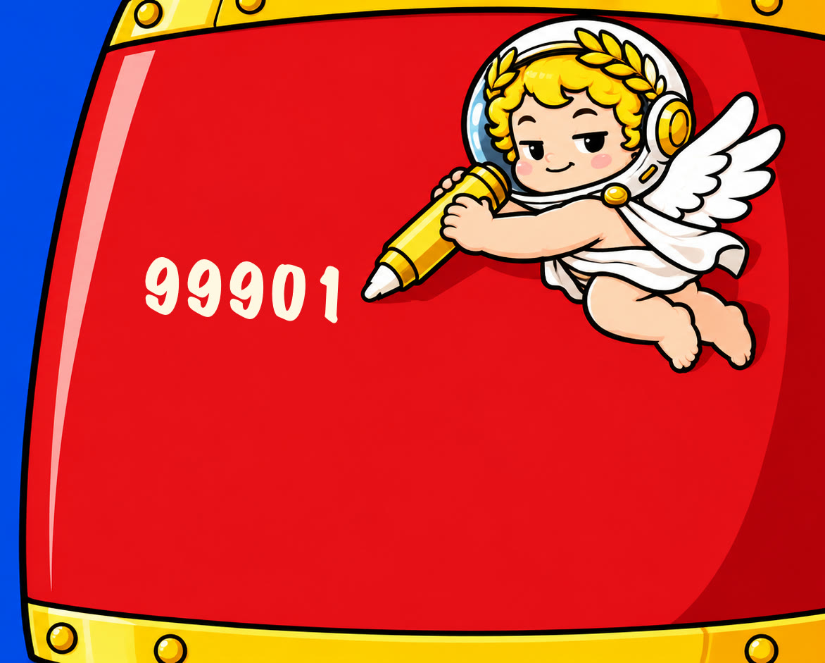 The cherub mascot writing on the side of a huge red rocket